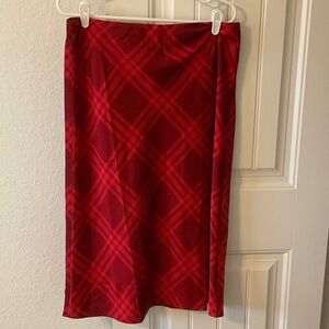J. Crew Red Plaid Pencil Skirt